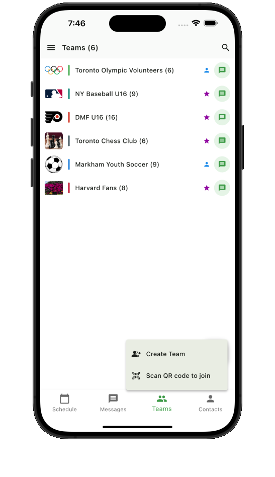 Teamnest Pro join team options
